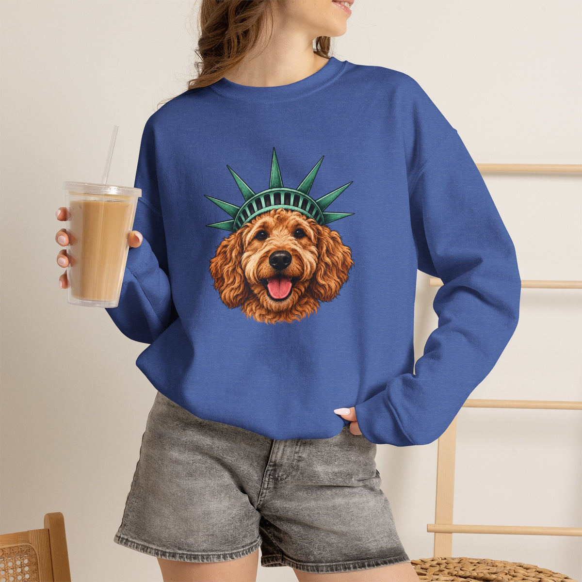 Goldendoodle Statue of Liberty Sweatshirt